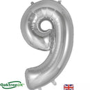 Foil Balloon 34" Big Number Silver - Tiger Feet Ireland