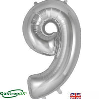 Foil Balloon 34" Big Number Silver - Tiger Feet Ireland