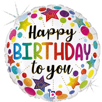 Birthday Stars & Dots Holographic 18" Foil Balloon - Tiger Feet Ireland