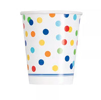 8ct Paper Cups 9oz. Happy Birthday Polka Dots - Tiger Feet Ireland