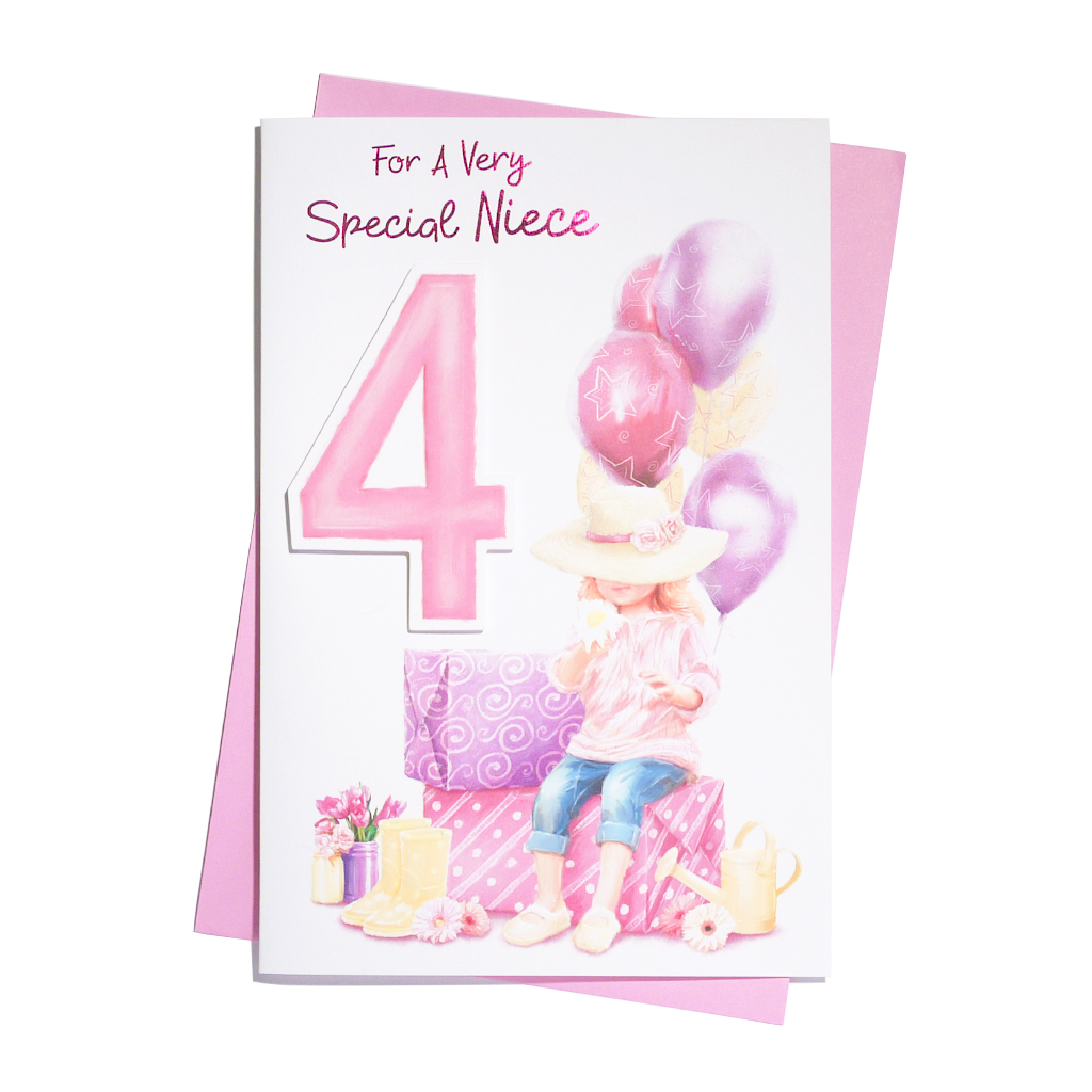 6pk Cards C75 Birthday Age 4 Niece - Tiger Feet Ireland