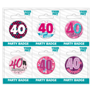 6pk Small Badges Birthday Age 40 - Tiger Feet Ireland