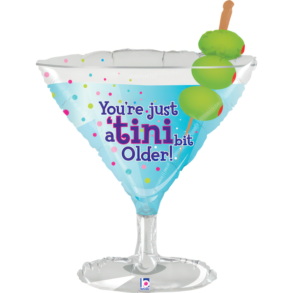 Foil Balloon Supershape 35" Martini Birthday - Tiger Feet Ireland