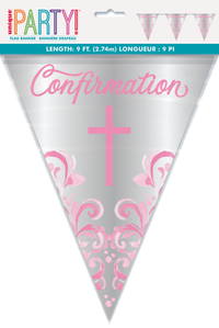 Foil Banner 9ft Holy Cross Confirmation Flag Pink - Tiger Feet Ireland