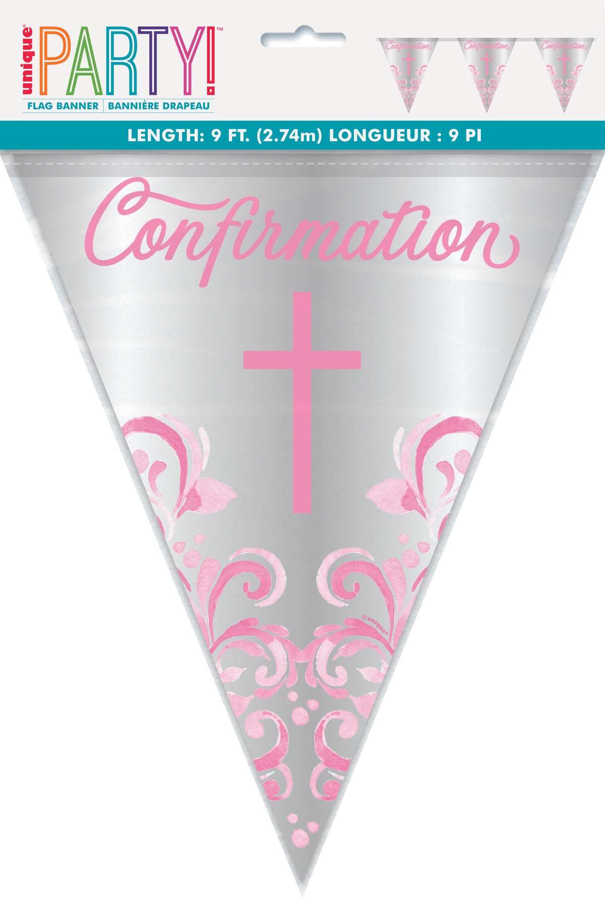 Foil Banner 9ft Holy Cross Confirmation Flag Pink - Tiger Feet Ireland