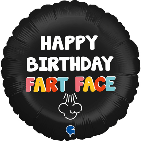 Foil Balloon 18" Round Happy Birthday Fart Face - Tiger Feet Ireland