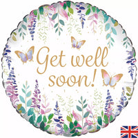 Foil Blln 18in Rnd Floral Get Well Soon - Tiger Feet Ireland