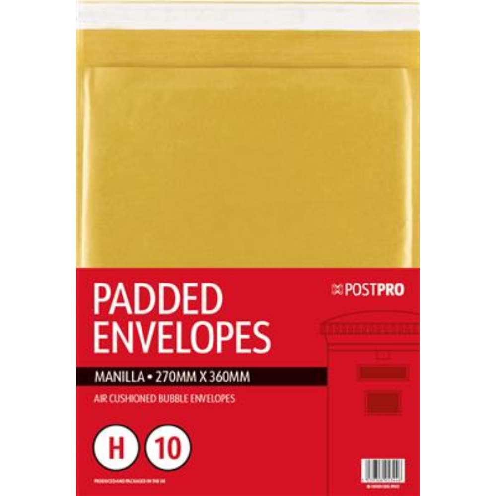 10pk Padded Envelopes Size H 270x360mm Manilla - Tiger Feet Ireland