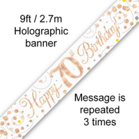 9ft Banner Sparkling Birthday 70th - Tiger Feet Ireland