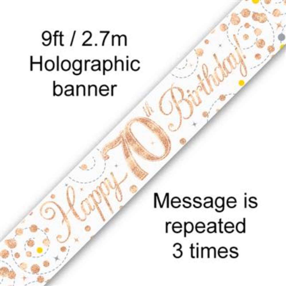9ft Banner Sparkling Birthday 70th - Tiger Feet Ireland