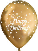 6ct Latex Balloon 11in Gold Happy Birthday - Tiger Feet Ireland