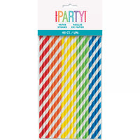 40ct Paper Party Straw Assorted Colour - Tiger Feet Ireland