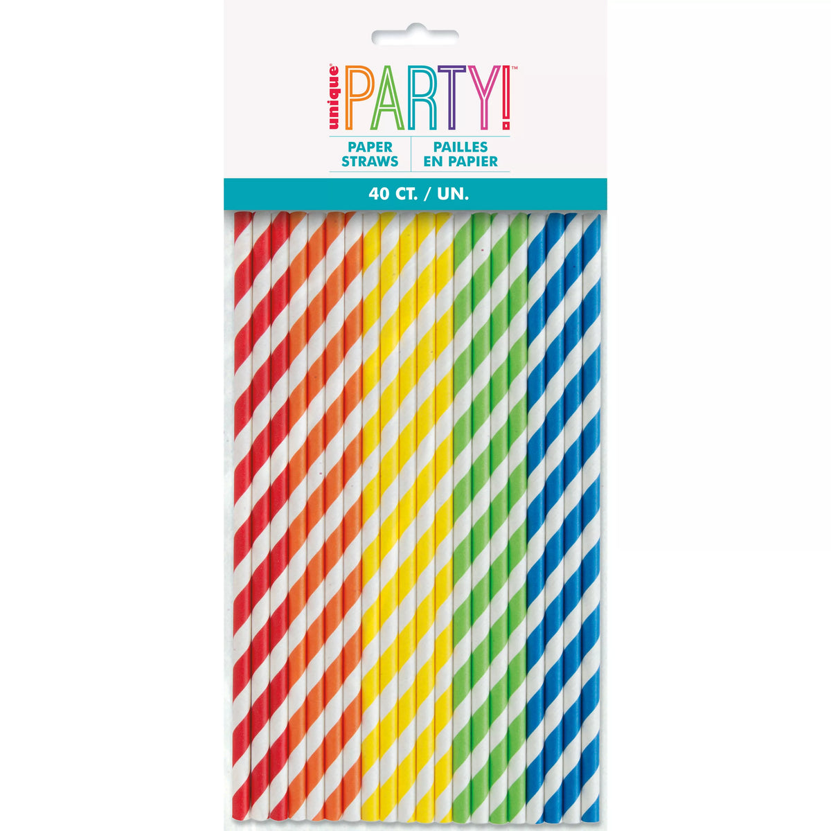 40ct Paper Party Straw Assorted Colour - Tiger Feet Ireland
