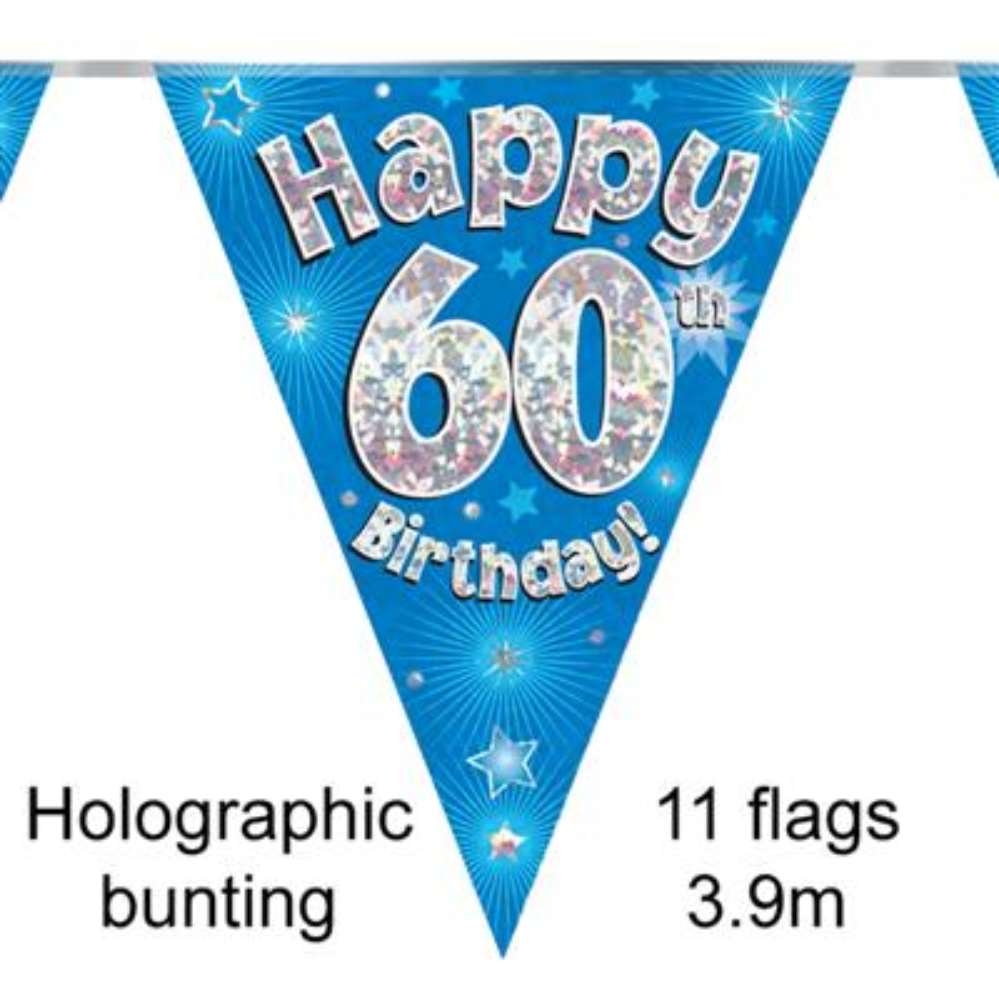 Party Bunting Happy 60th Birthday Blue - Tiger Feet Ireland