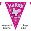 Party Bunting Happy 4th Birthday Pink - Tiger Feet Ireland