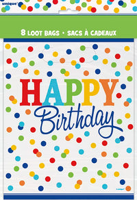 8ct Lootbags Happy Birthday Polka Dots - Tiger Feet Ireland