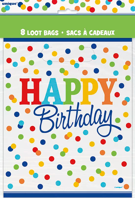 8ct Lootbags Happy Birthday Polka Dots - Tiger Feet Ireland