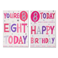 12pk Cards C50 Birthday Age 8 - Tiger Feet Ireland