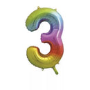 Foil Balloon 34" Big Number Rainbow - Tiger Feet Ireland