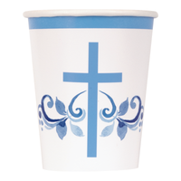 8pk Paper Cup 9oz Holy Cross Blue - Tiger Feet Ireland