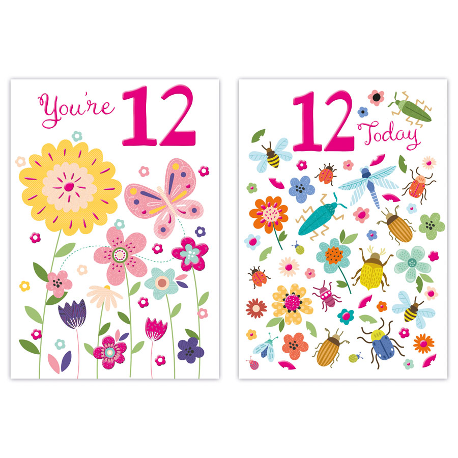 12pk Cards C50 Birthday Age 12 - Tiger Feet Ireland