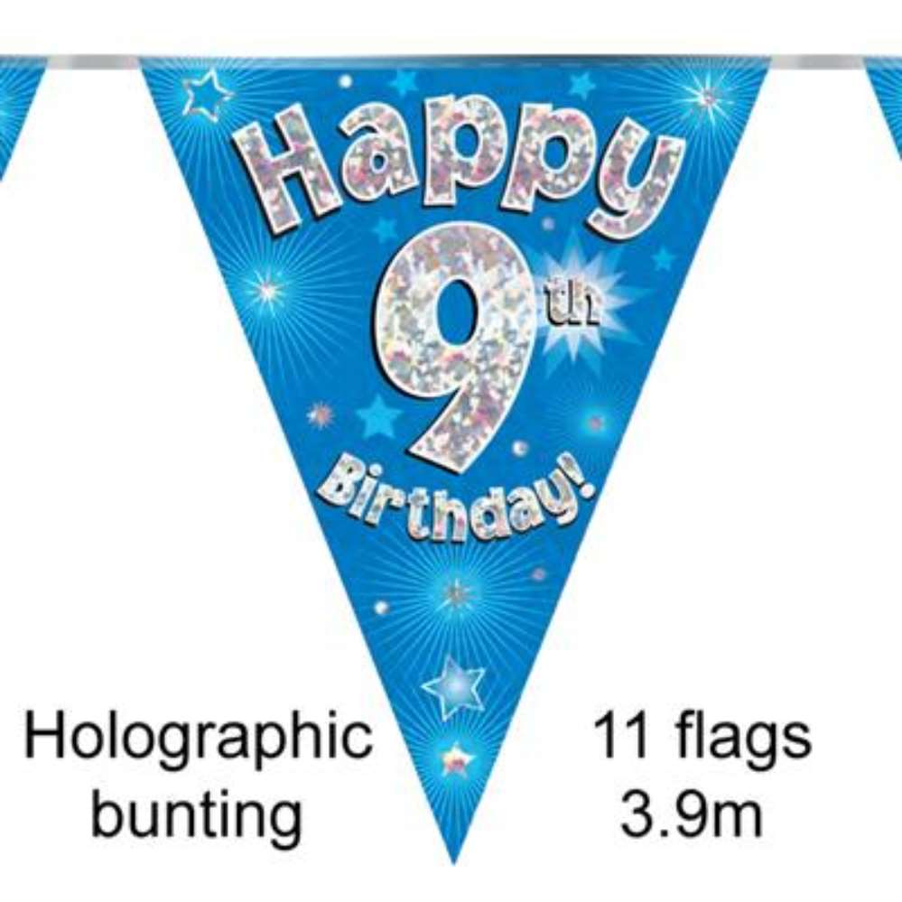 Party Bunting Happy 9th Birthday Blue - Tiger Feet Ireland