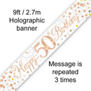 9ft Banner Sparkling Birthday 50th - Tiger Feet Ireland