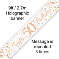 9ft Banner Sparkling Birthday 50th - Tiger Feet Ireland