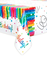 Plastic Tablecover 54x84" Rainbow Ribbon Birthday - Tiger Feet Ireland