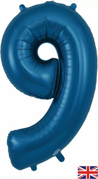Foil Balloon 34" Number 9 Navy Blue - Tiger Feet Ireland