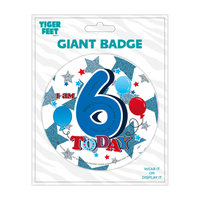 6pk Big Badges Birthday Age 6 - Tiger Feet Ireland