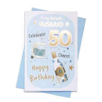 6pk Cards C75 Birthday Age 50 Husband - Tiger Feet Ireland