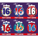 6pk Small Badges Birthday Age 16 - Tiger Feet Ireland