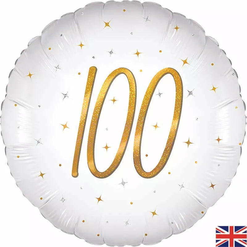 Foil Balloon 18" Sparkle White 100 Holographic - Tiger Feet Ireland
