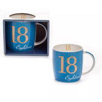 Age 18 Blue Mug With Foil Number - Tiger Feet Ireland
