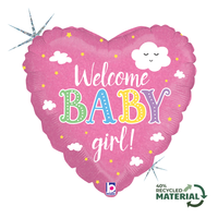 Foil Balloon 18" Welcome Baby Girl - Tiger Feet Ireland
