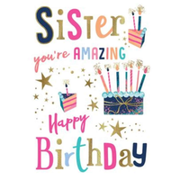 6pk Cards C75 Birthday Sister - Tiger Feet Ireland