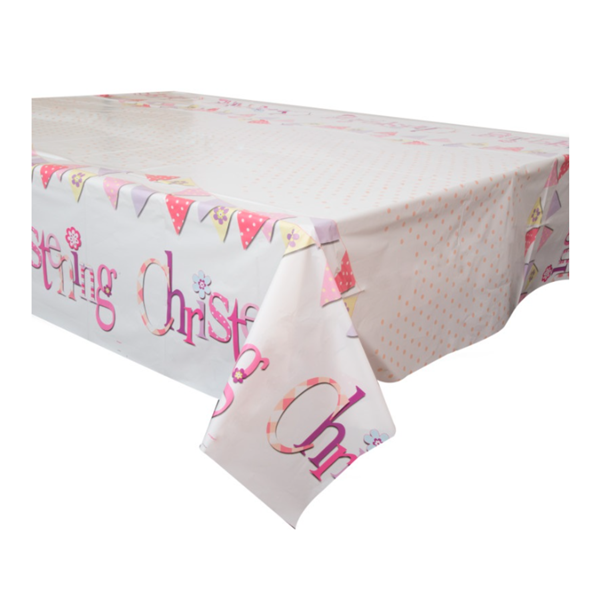 Plastic Tablecover 54"x84" Pink Christening - Tiger Feet Ireland