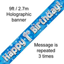 Happy 1st Birthday 9ft Blue Banner - Tiger Feet Ireland