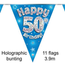 Party Bunting Happy 50th Birthday Blue - Tiger Feet Ireland