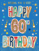 6pk Cards ED C50 Age 60 Text On Blue - Tiger Feet Ireland
