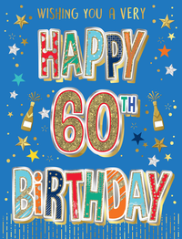 6pk Cards ED C50 Age 60 Text On Blue - Tiger Feet Ireland
