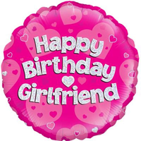 Foil Balloon 18" Round Happy Birthday Girlfriend - Tiger Feet Ireland