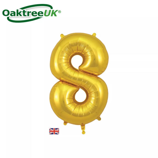 Oaktree Foil Balloon Gold 34" Number 8