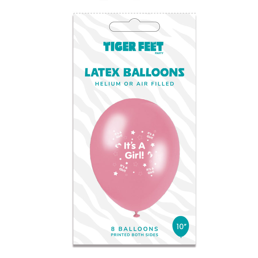 6 x 8pk Latex Balloons Birth Congratulations - Tiger Feet Ireland