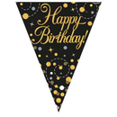 Flag Bunting Spark Fizz HBD Blck & Gld Holo - Tiger Feet Ireland