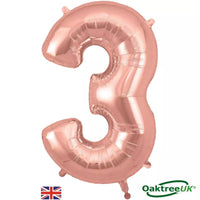 Foil Balloon 34" Big Number Rose Gold - Tiger Feet Ireland