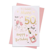 6pk Cards C75 Birthday Age 50 Mum - Tiger Feet Ireland