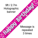 Happy Birthday 9ft Pink Banner - Tiger Feet Ireland