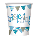 8ct Paper Cups 9oz Blue Bunting Christening - Tiger Feet Ireland